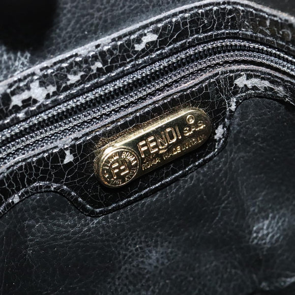 FENDI Shoulder Bag Nylon Black Gold Auth bs25587