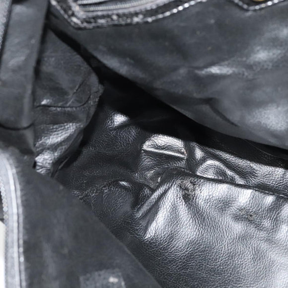 FENDI Shoulder Bag Nylon Black Gold Auth bs25587