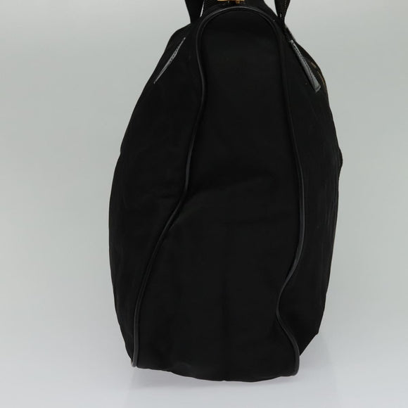 FENDI Shoulder Bag Nylon Black Gold Auth bs25587