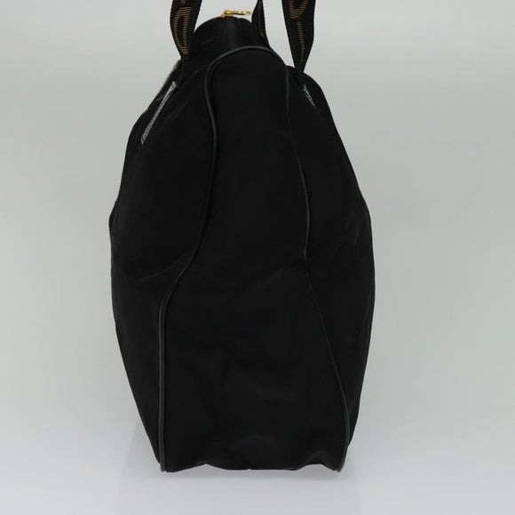 FENDI Shoulder Bag Nylon Black Gold Auth bs25587