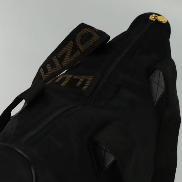 FENDI Shoulder Bag Nylon Black Gold Auth bs25587