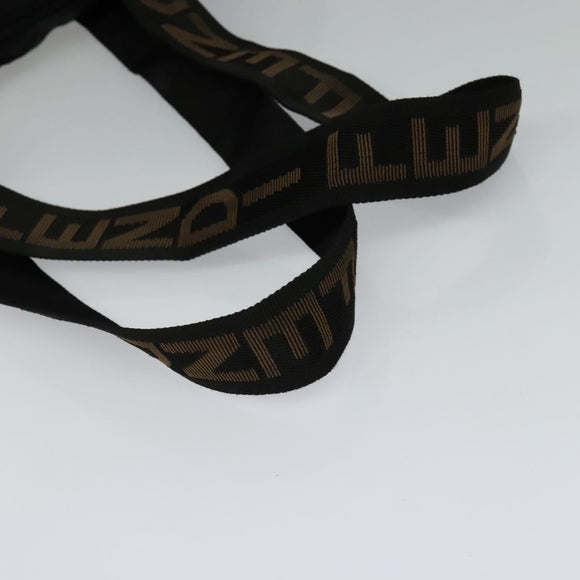 FENDI Shoulder Bag Nylon Black Gold Auth bs25587