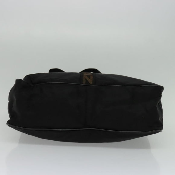 FENDI Shoulder Bag Nylon Black Gold Auth bs25587