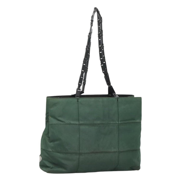 PRADA Shoulder Bag Nylon Green Silver Auth bs25592
