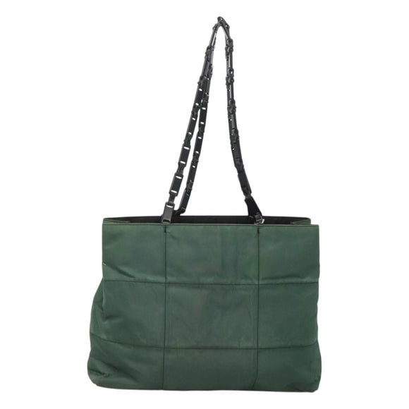 PRADA Shoulder Bag Nylon Green Silver Auth bs25592