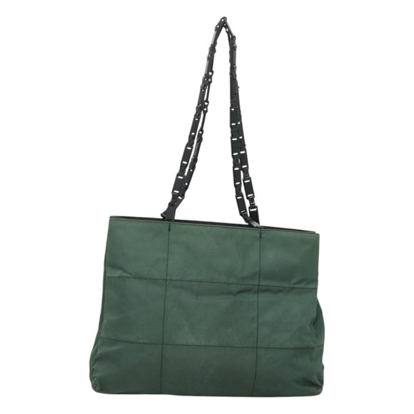 PRADA Shoulder Bag Nylon Green Silver Auth bs25592