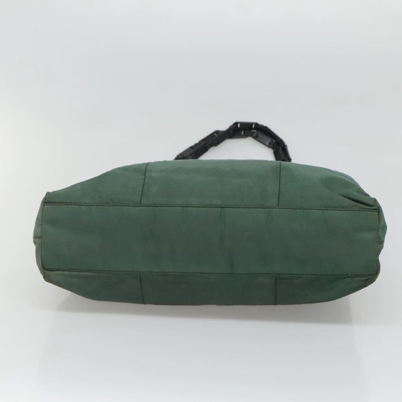 PRADA Shoulder Bag Nylon Green Silver Auth bs25592