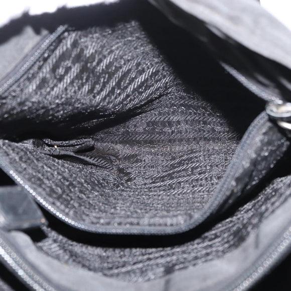 PRADA Shoulder Bag Nylon Black Silver Auth bs25600
