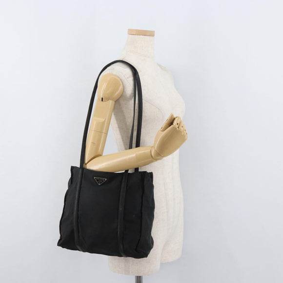PRADA Shoulder Bag Nylon Black Silver Auth bs25600