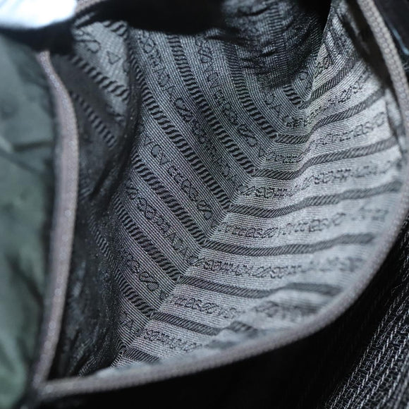 PRADA Shoulder Bag Nylon Khaki Silver Auth bs25613