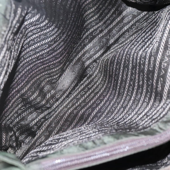 PRADA Shoulder Bag Nylon Khaki Silver Auth bs25613