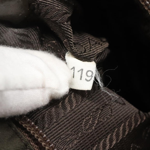 PRADA Shoulder Bag Nylon Khaki Silver Auth bs25613