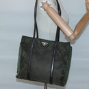 PRADA Shoulder Bag Nylon Khaki Silver Auth bs25613-24