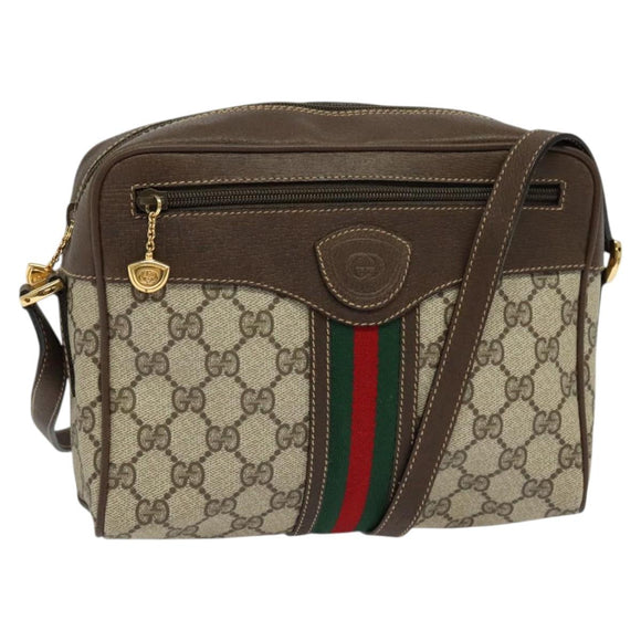 GUCCI GG Supreme Web Sherry Line Bag PVC Beige Red 001 56 0852 Auth bs25617