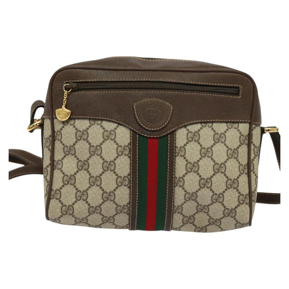 GUCCI GG Supreme Web Sherry Line Bag PVC Beige Red 001 56 0852 Auth bs25617