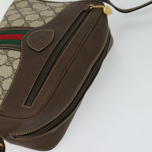 GUCCI GG Supreme Web Sherry Line Bag PVC Beige Red 001 56 0852 Auth bs25617