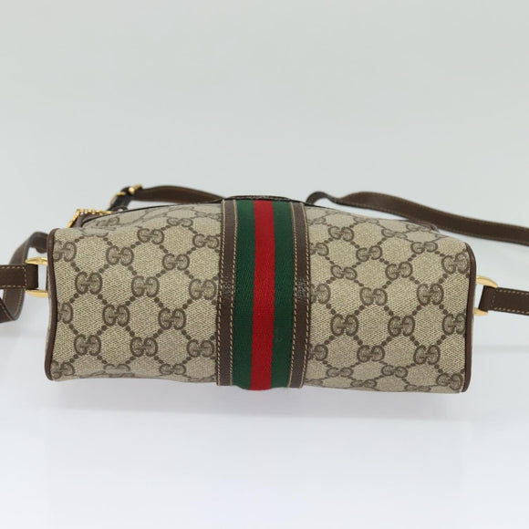 GUCCI GG Supreme Web Sherry Line Bag PVC Beige Red 001 56 0852 Auth bs25617