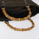 GUCCI Bamboo Hand Bag Nylon Beige Silver 000 1998 0508 Auth bs25619-7