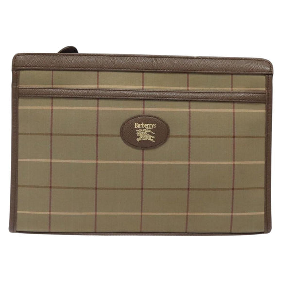 BURBERRYS Nova Check Clutch Bag Canvas Beige Auth bs25648