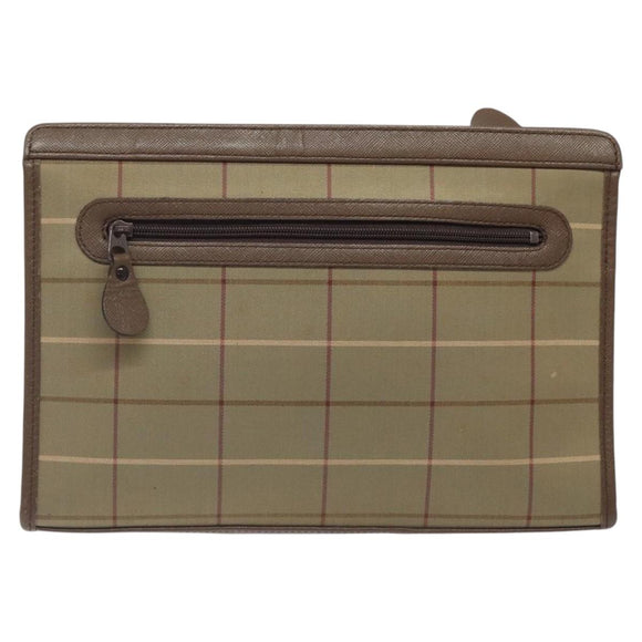 BURBERRYS Nova Check Clutch Bag Canvas Beige Auth bs25648
