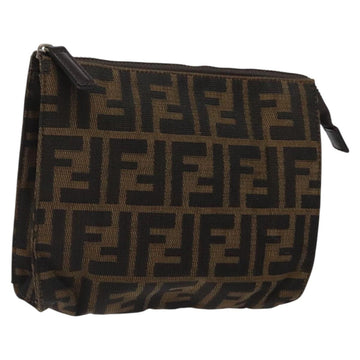 FENDI Zucca Canvas Pouch Black Brown Auth bs25659