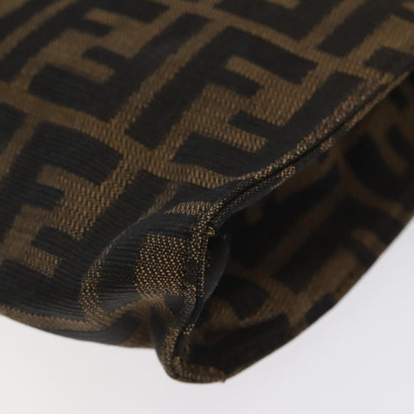 FENDI Zucca Canvas Pouch Black Brown Auth bs25659