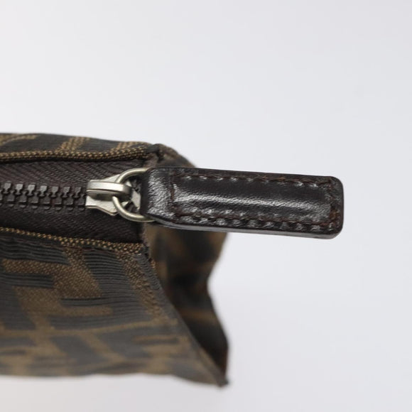 FENDI Zucca Canvas Pouch Black Brown Auth bs25659