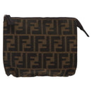 FENDI Zucca Canvas Pouch Black Brown Auth bs25659-13