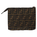 FENDI Zucca Canvas Pouch Black Brown Auth bs25659-2