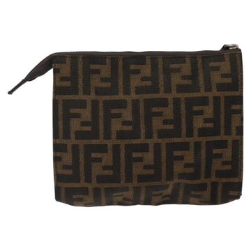 FENDI Zucca Canvas Pouch Black Brown Auth bs25659 - 0