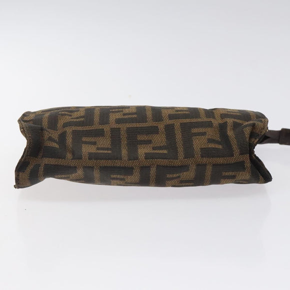 FENDI Zucca Canvas Pouch Black Brown Auth bs25659