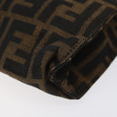 FENDI Zucca Canvas Pouch Black Brown Auth bs25659-7