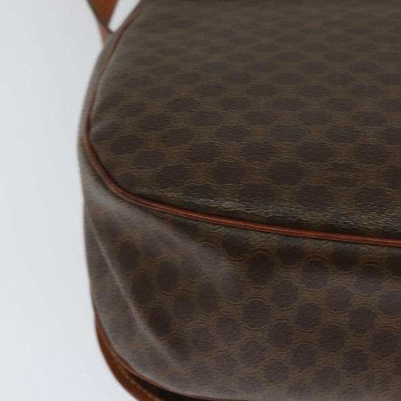 CELINE Macadam Canvas Shoulder Bag PVC Leather Brown Gold Auth bs25678