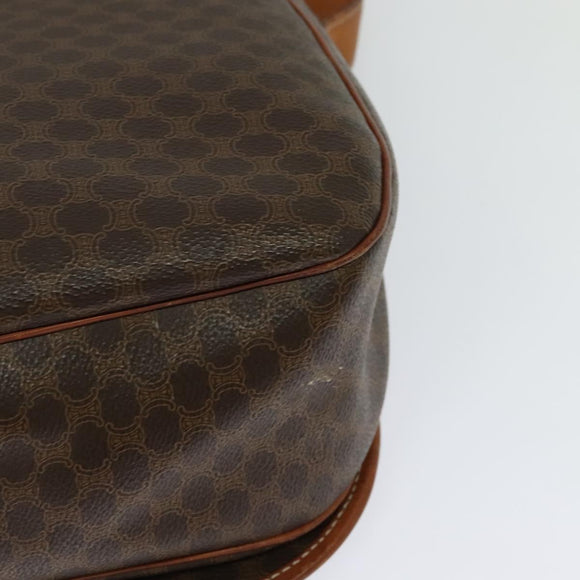 CELINE Macadam Canvas Shoulder Bag PVC Leather Brown Gold Auth bs25678