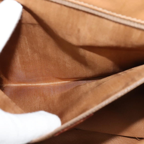 CELINE Macadam Canvas Shoulder Bag PVC Leather Brown Gold Auth bs25678