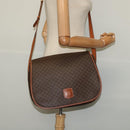CELINE Macadam Canvas Shoulder Bag PVC Leather Brown Gold Auth bs25678-22