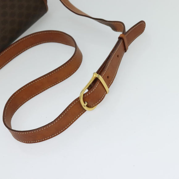 CELINE Macadam Canvas Shoulder Bag PVC Leather Brown Gold Auth bs25678