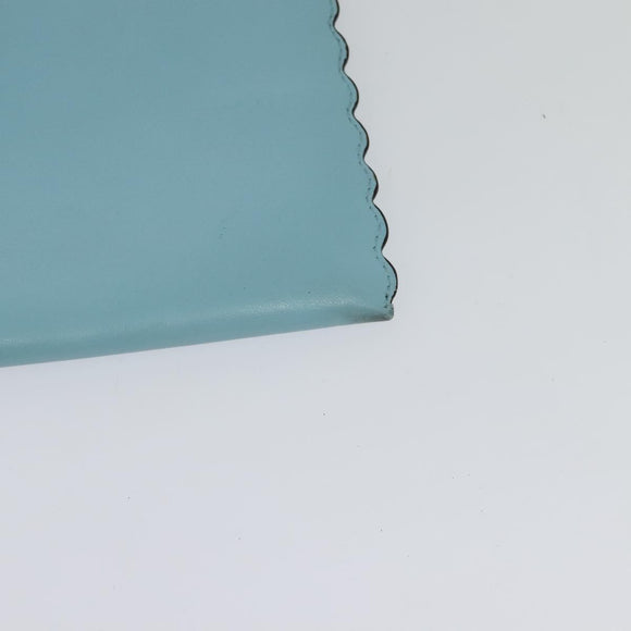FENDI Clutch Bag Leather Light Blue Auth bs25680