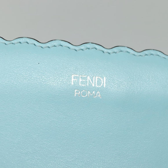 FENDI Clutch Bag Leather Light Blue Auth bs25680
