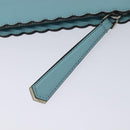 FENDI Clutch Bag Leather Light Blue Auth bs25680-8
