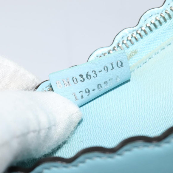 FENDI Clutch Bag Leather Light Blue Auth bs25680