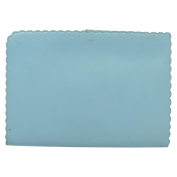 FENDI Clutch Bag Leather Light Blue Auth bs25680 - 0