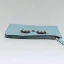 FENDI Clutch Bag Leather Light Blue Auth bs25680-5