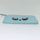 FENDI Clutch Bag Leather Light Blue Auth bs25680-6