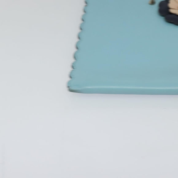 FENDI Clutch Bag Leather Light Blue Auth bs25680