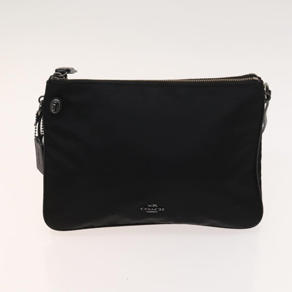 Coach Shoulder Bag Nylon Canvas 3 Set Black Beige Orange Auth bs25684