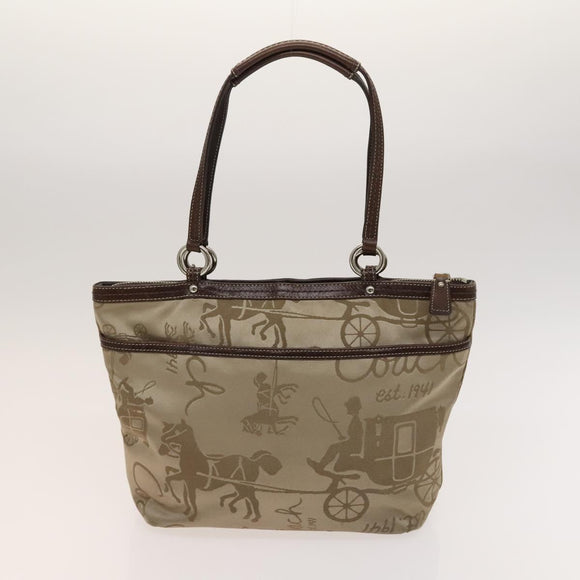 Coach Shoulder Bag Nylon Canvas 3 Set Black Beige Orange Auth bs25684