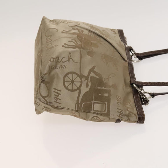 Coach Shoulder Bag Nylon Canvas 3Set Black Beige Orange Auth bs25684