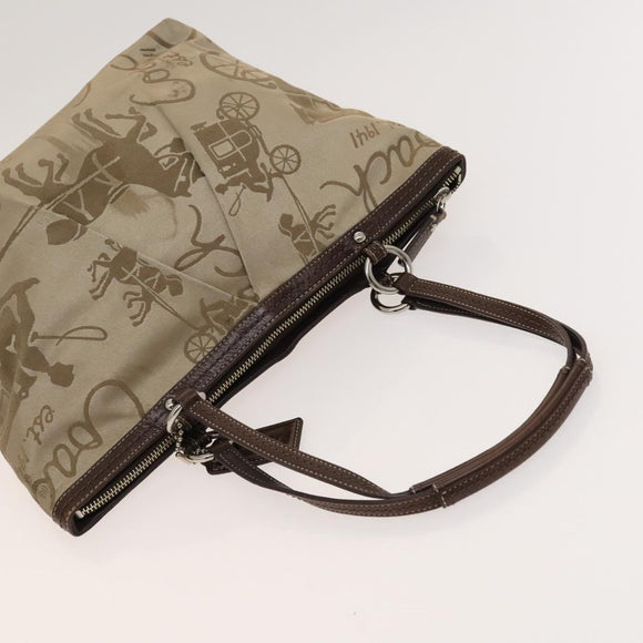 Coach Shoulder Bag Nylon Canvas 3 Set Black Beige Orange Auth bs25684