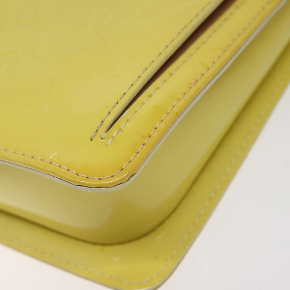 LOUIS VUITTON Monogram Vernis Motto Pouch Lime Yellow M91059 LV Auth bs25692